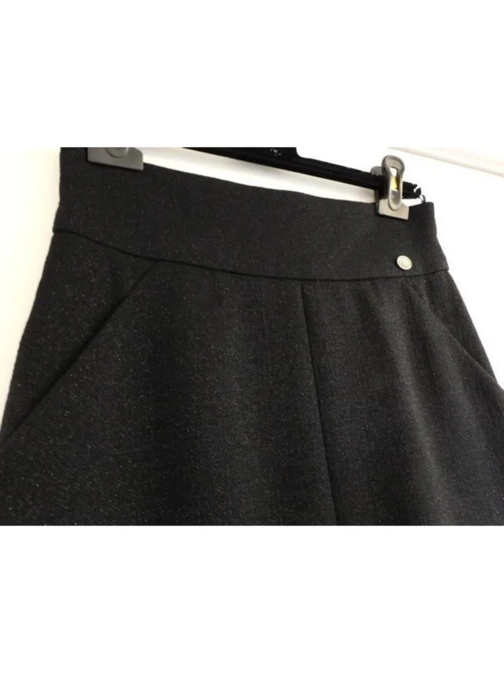 Chanel Skirt Black CC Logo Button 36
